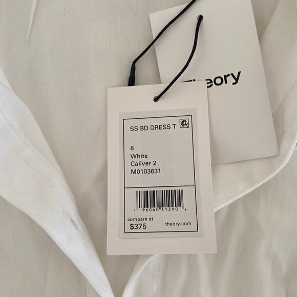 THEORY | Tied-Sleeve Button-Down Dress in white Linen blend White Size  6 - Picture 8 of 13
